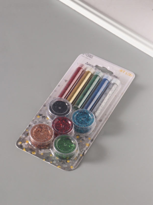 Глиттер Глиттер "Пудра и точки" металлик набор 5х6 гр и 5х5 гр 21,4х9,3 см