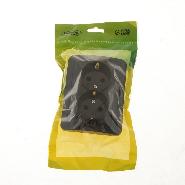 Розетка двухместная Luazon Lighting  Розетка двухместная Luazon Lighting "Орион", 16 А, скрытая, с з/к, черная