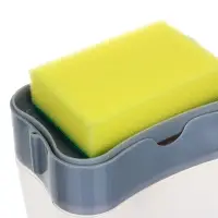 VETTA Дозатор для моющего средства с губкой, пластик, 14x9x11 см, серый