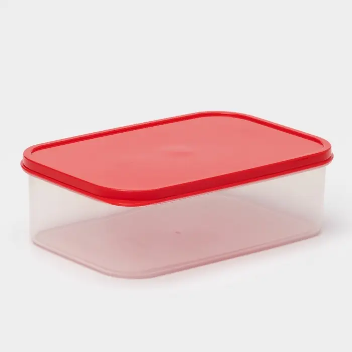 Контейнер для хранения еды Доляна, пищевой 1.2 л, пластик, прозрачный, крышка красная