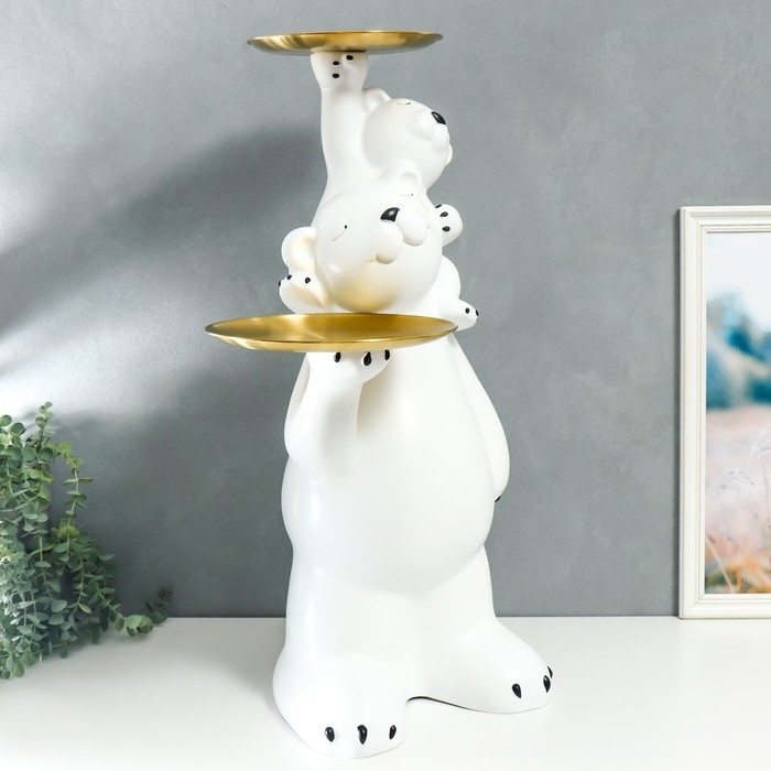 Сувенир полистоун подставка Сувенир полистоун подставка "Белый мишка с медвежонком на плечах" 76х32х32 см