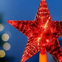 Светодиодная верхушка на ёлку &laquo;Звезда красная&raquo;, 16 см, 10 LED, 220 В, свечение красное