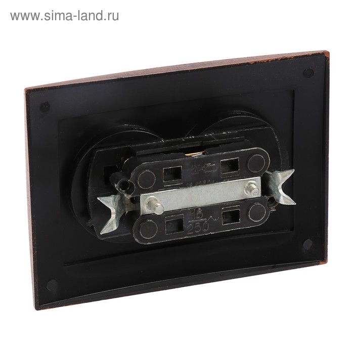 Розетка  Розетка "Элект" RS 16-237-ЧМ, 16 А, 250 В, двухместная, скрытая, без з/к, черная под медь