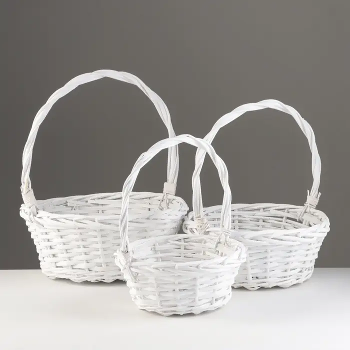 Набор корзин плетёных &laquo;Белоснежные&raquo;, 3 шт., ива
