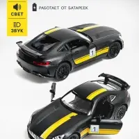 Машинка металлическая RACE, 1:32, инерция, свет и звук, цвет чёрный