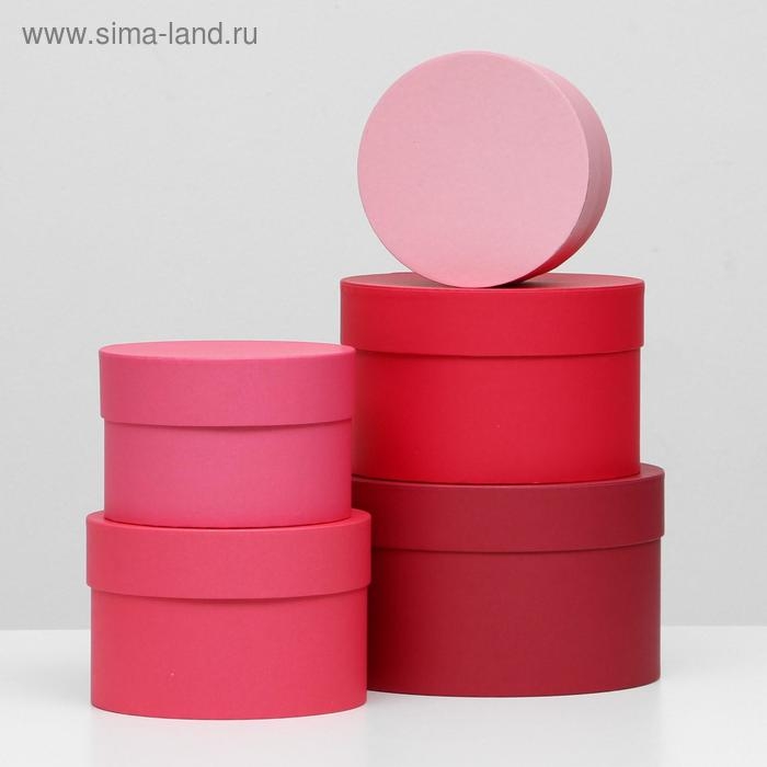 Набор круглых коробок 5 в 1 "Пантон 200-о", 23 х 23 х 14 - 15 х 15 х 10 см