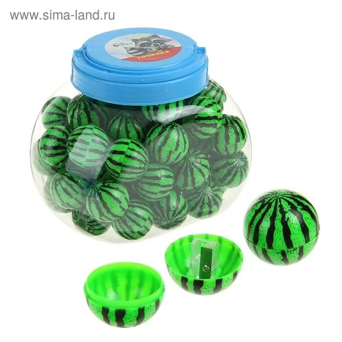 Точилка с контейнером «Арбуз», зелёная Точилка с контейнером «Арбуз», зелёная