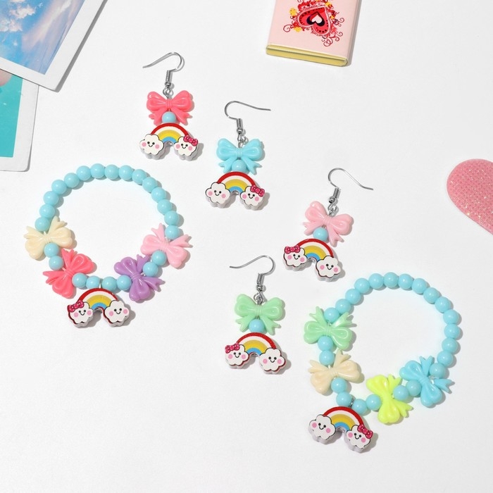 Набор детский «Выбражулька» 2 предмета: серьги, браслет, радуга, цвет МИКС Набор детский «Выбражулька» 2 предмета: серьги, браслет, радуга, цвет МИКС