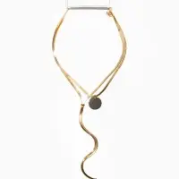 Кулон на затяжке 2 яруса медь "Медальон" 40/70см, круг, цвет золото