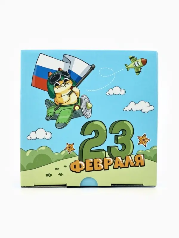 Подарочная коробка, упаковка &laquo;23 февраля&raquo;, кот, 15&times;15&times;7 см