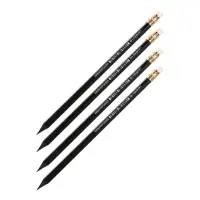 Набор карандашей чернографитных Calligrata, 4 штуки, HB, с ластиком, шестигранные, пластиковые, чёрный корпус