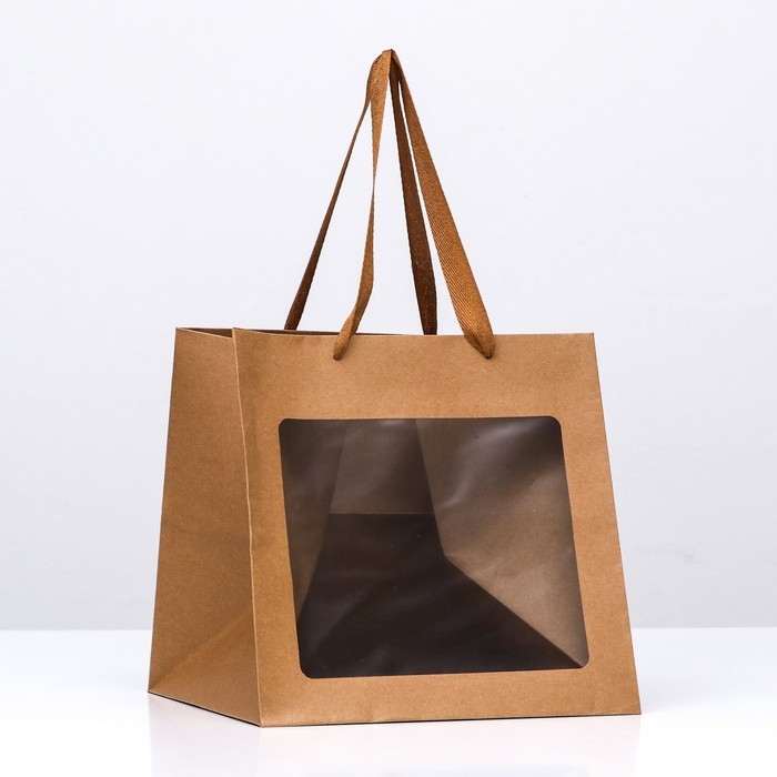 Пакет крафт с квадратным дном и окном 25 Х 25 Х 25 см Крафт, 1шт Пакет крафт с квадратным дном и окном 25 Х 25 Х 25 см Крафт, 1шт