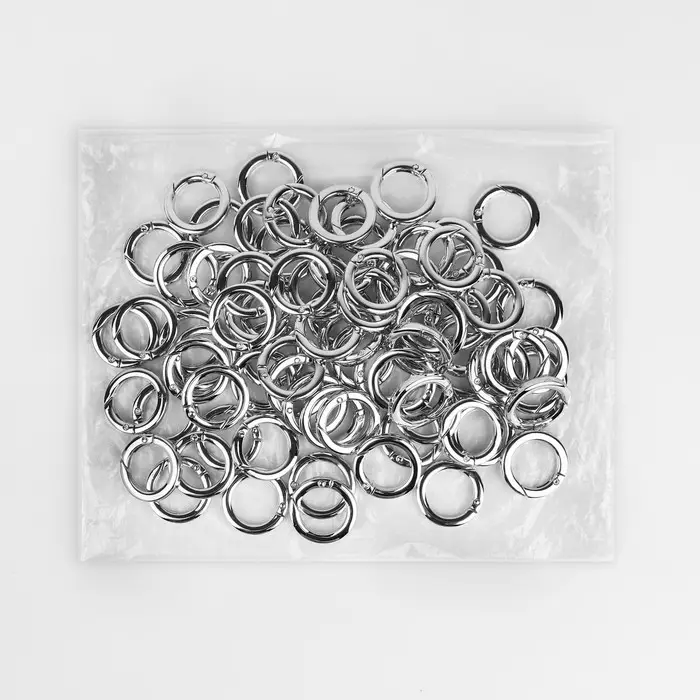 Кольцо-карабин плоский, d=20/28 мм, толщина - 4 мм, цвет серебряный