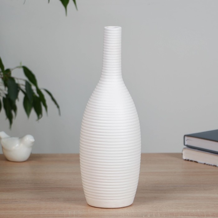 Ваза керамика настольная Ваза керамика настольная "Велдон" полосы горизонталь, 30 см, белый