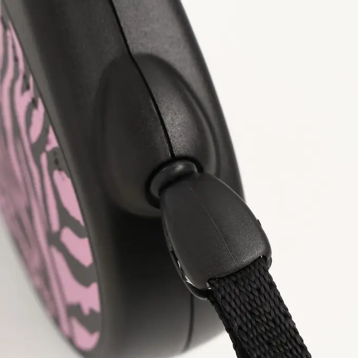 Рулетка Flexi Safari S, 5 м, трос, до 12 кг, pink Zebra