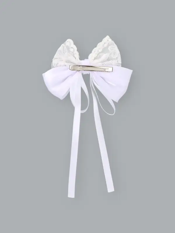 Бант для волос на заколке с лентами &laquo;Цветы&raquo;, белый, Принцессы