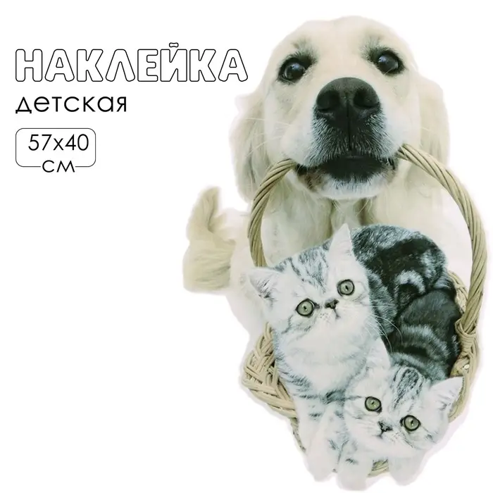 Интерьерная наклейка 3Д TAKE IT EASY &laquo;Домашние питомцы пришли&raquo;, 57&times;40 см