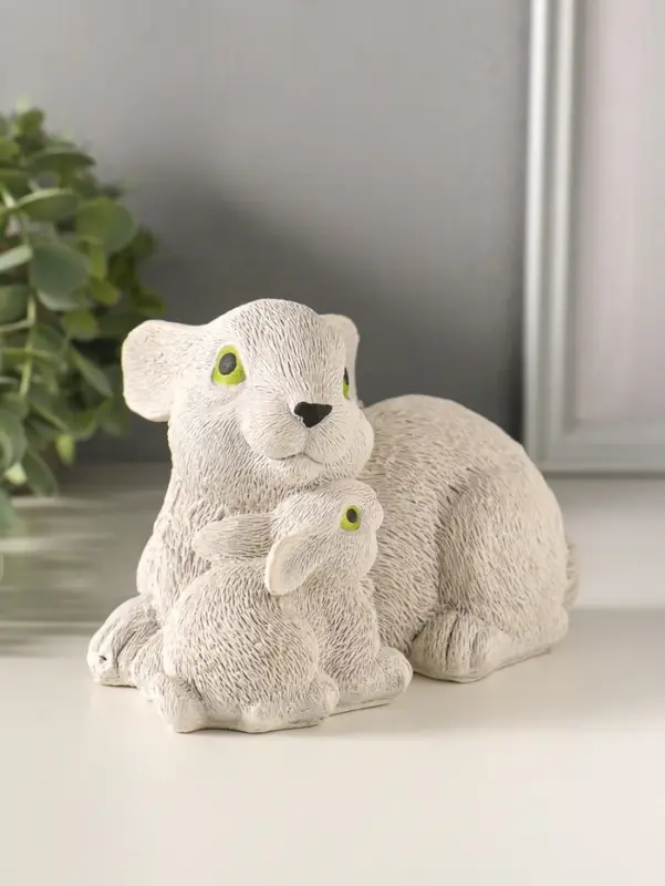 Статуэтка "Кролики пасхальные" 10х10х18 см, серый