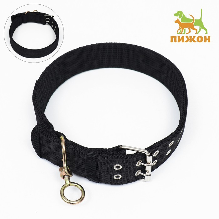 Ошейник четырехслойный с вертлюгом, 80 х 4,9 см, ОШ 64-74 см, полиэстер, чёрный Ошейник четырехслойный с вертлюгом, 80 х 4,9 см, ОШ 64-74 см, полиэстер, чёрный