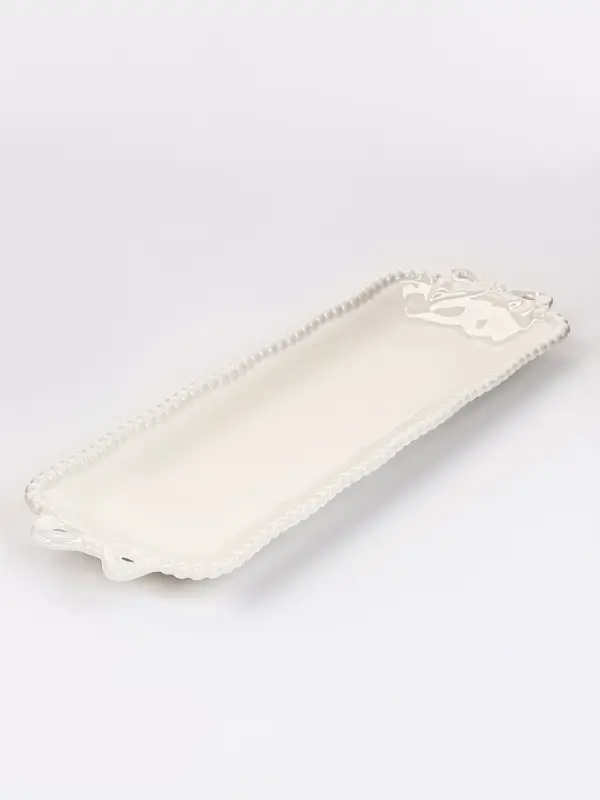 Блюдо сервировочное Pearl, 31&times;10&times;2.5 см, фарфор, белое