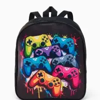 Рюкзак детский 27*10*30, отд на молнии, игры черный