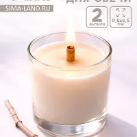 Фитиль деревянный для свечи с металлическим держателем 2 шт., 0.6&times;6.5 см