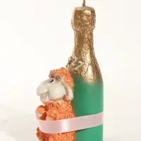 Свеча новогодняя "Овечка с шампанским" 4,5х7,5х15 см, огненный