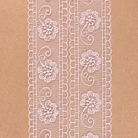 Кружево на сетке &laquo;Цветы&raquo;, 50 мм, 11&plusmn;1 м, нежно-розовое