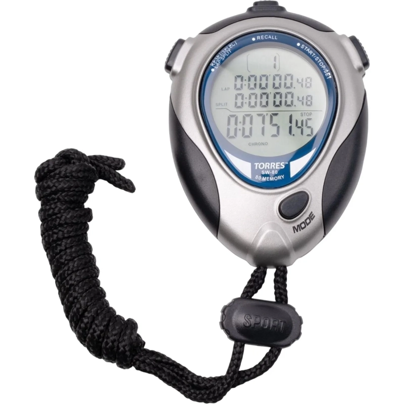 Секундомер TORRES Professional Stopwatch, SW-80,-20С,80 ячеек серб-син-чер
