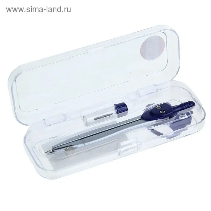 Циркуль металлический Calligrata, 120 мм, с запасными грифелями, в пластиковом пенале