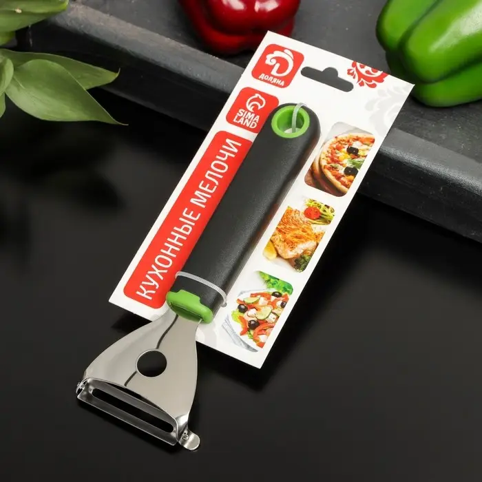 Овощечистка Доляна Lime, 17,5×6 см, цвет чёрно-зелёный Овощечистка Доляна Lime, 17,5×6 см, цвет чёрно-зелёный