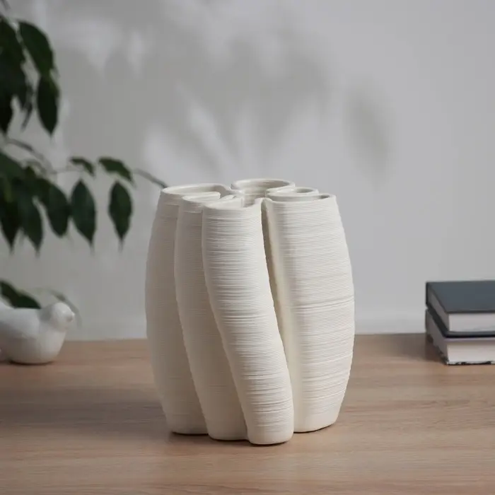 Ваза керамика настольная Ваза керамика настольная "Алойз" трубочки, 18,5х12 см, белый