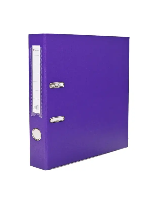 Папка-регистратор А4, 50 мм, ПВХ, тиснение &laquo;лен&raquo;, металлическая окантовка, карман на корешок, собранная, фиолетовая