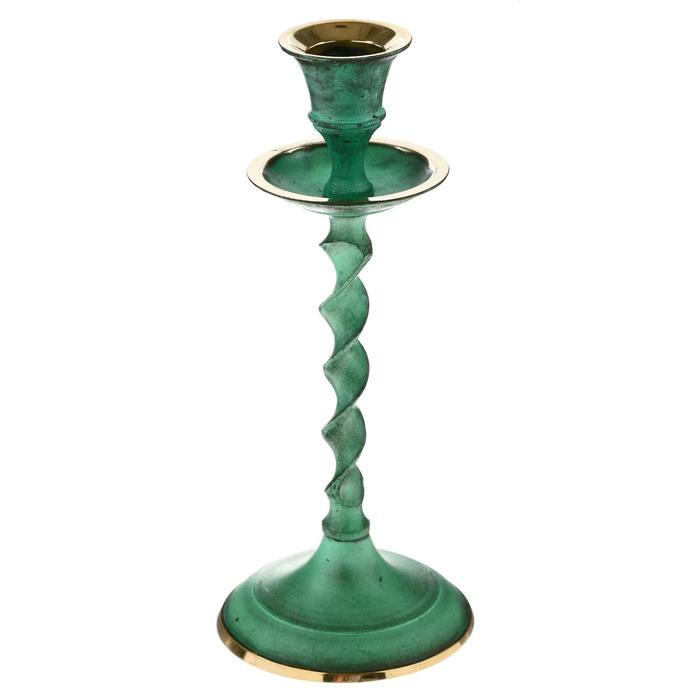 Подсвечник под старину  Подсвечник под старину "Вираж" латунь 7,5х7,5х18 см