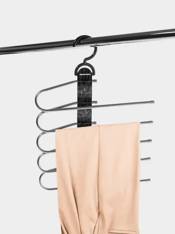 Вешалка для брюк многоуровневая, трансформер, 30.5&times;32&times;7.5 см, 5 уровней, прозрачная чёрная