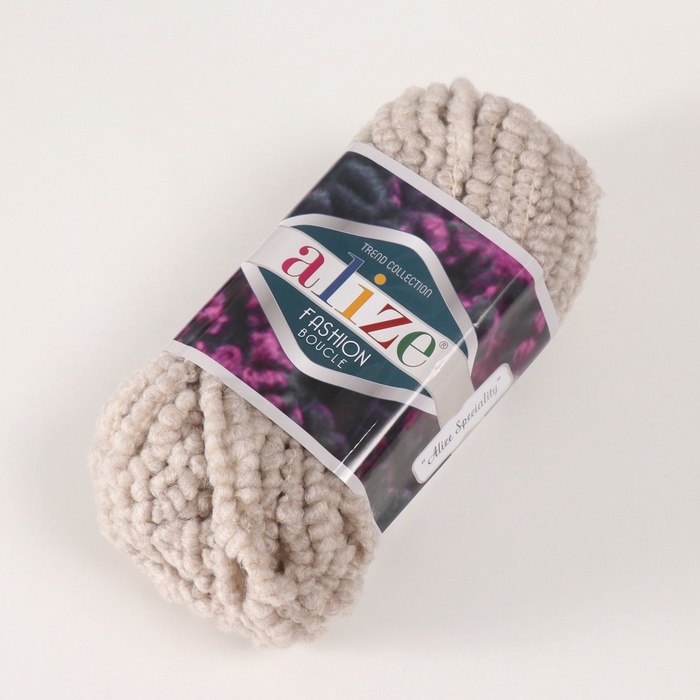 Пряжа Пряжа "Fashion boucle" 25% шерсть, 70% акрил, 5% полиамид 35м/100гр (152 бежевый меланж)