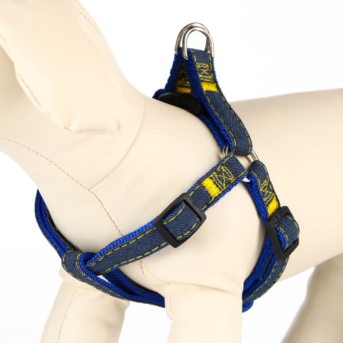 Шлейка Шлейка "Джинс", синий подклад, ширина 1,5 см, ОШ 35-50 см, ОГ 35-50 см