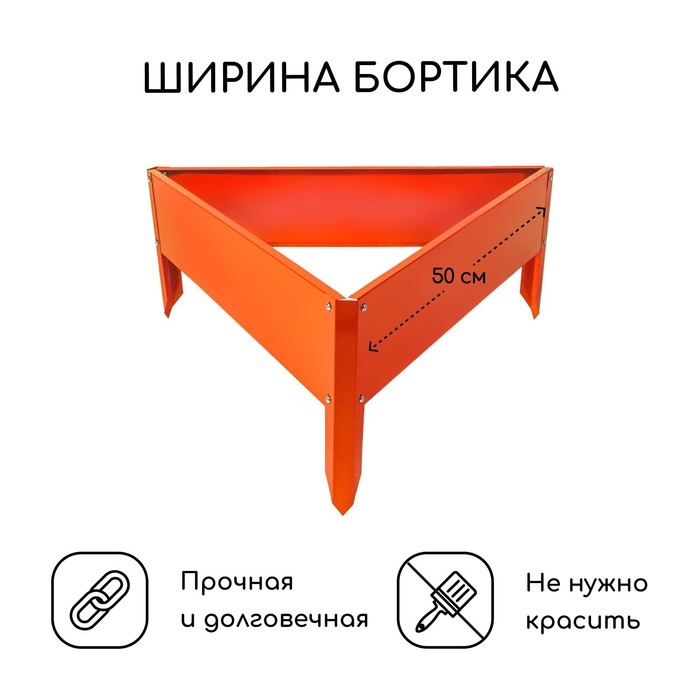 Клумба оцинкованная, 50 × 15 см, оранжевая «Терция», Greengo Клумба оцинкованная, 50 × 15 см, оранжевая «Терция», Greengo