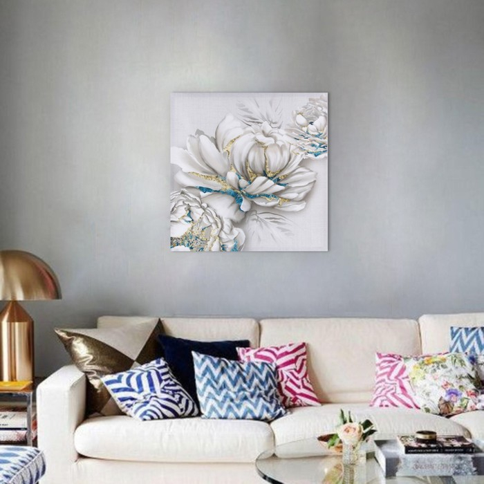 Картина «Цветы», золото, 60х60 см Картина «Цветы», золото, 60х60 см