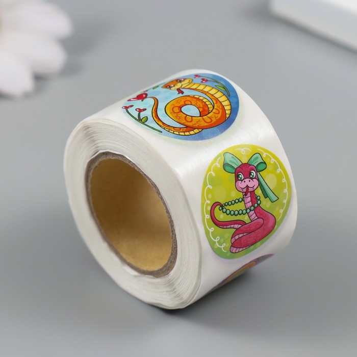 Наклейка бумага Наклейка бумага "Змейки" d=2,5 см 252 шт в рулоне