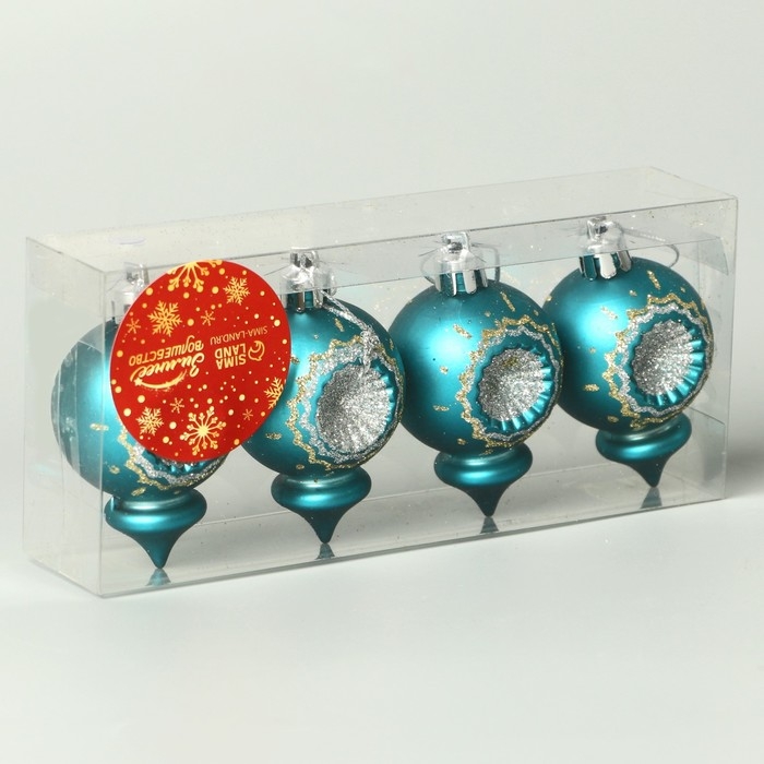 Набор украшений пластик 4 шт Набор украшений пластик 4 шт "Огонёк" 4х6 см, изумруд