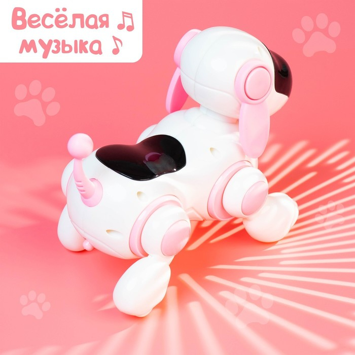 Собачка-робот «Умная Лотти», ходит, поёт, горят глазки, русский язык, работает от батареек, цвет розовый Собачка-робот «Умная Лотти», ходит, поёт, горят глазки, русский язык, работает от батареек, цвет розовый