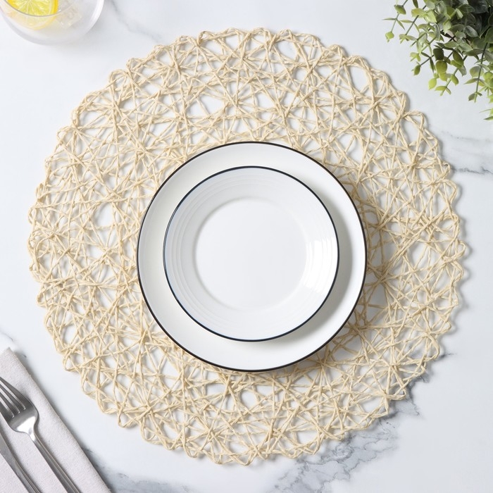 Салфетка сервировочная на стол Доляна «Одуванчик», d=38 см, цвет бежевый Салфетка сервировочная на стол Доляна «Одуванчик», d=38 см, цвет бежевый