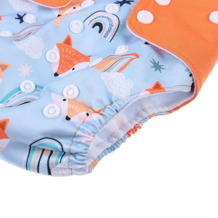 Многоразовый подгузник «Лисички», 3-15 кг, цвет голубой, оранжевый, Крошка Я Многоразовый подгузник «Лисички», 3-15 кг, цвет голубой, оранжевый, Крошка Я