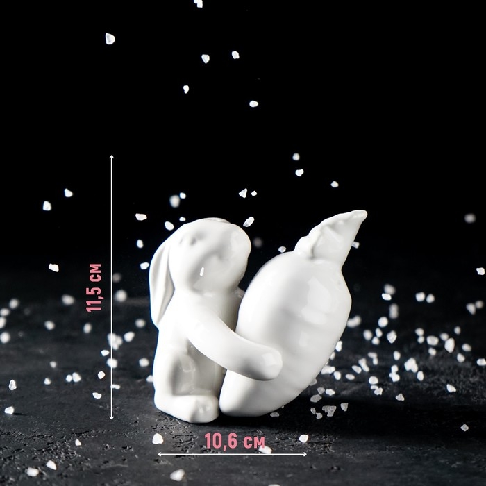 Набор для специй Доляна «Зайка», 2 предмета: солонка 50 мл, перечница 40 мл, цвет белый Набор для специй Доляна «Зайка», 2 предмета: солонка 50 мл, перечница 40 мл, цвет белый