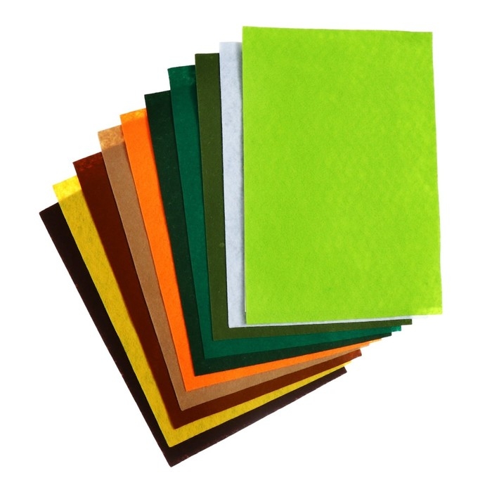 Фетр цветной набор, толщина-1 мм, формат А4, мягкий, 10 листов, 10 цветов, летние цвета Фетр цветной набор, толщина-1 мм, формат А4, мягкий, 10 листов, 10 цветов, летние цвета