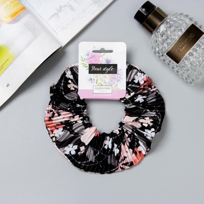 Резинка для волос Резинка для волос "Орбита" жатка лето, 12 см, чёрный