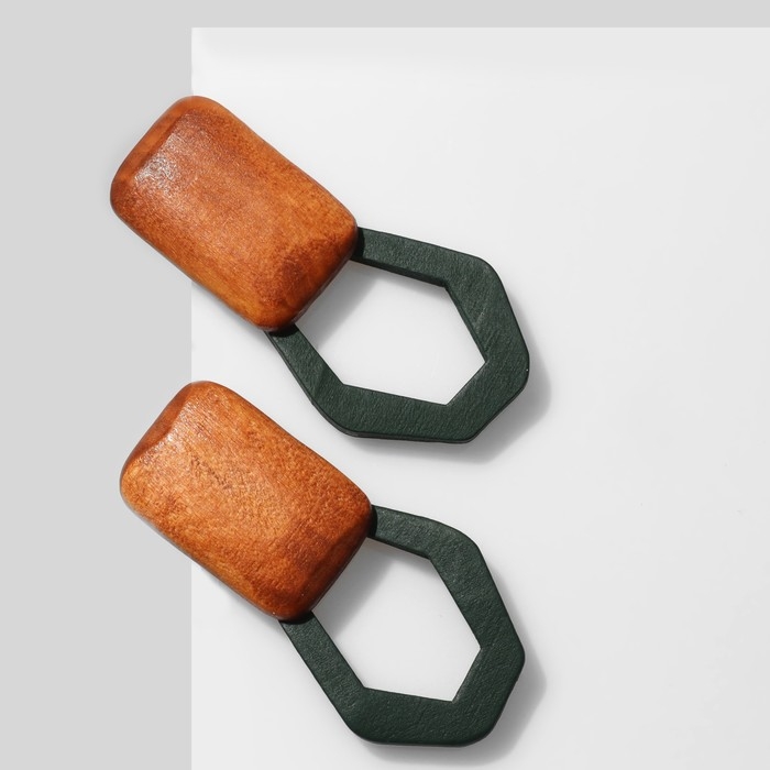 Серьги «Ваканда» неровный овал, цвет зелёно-коричневый Серьги «Ваканда» неровный овал, цвет зелёно-коричневый