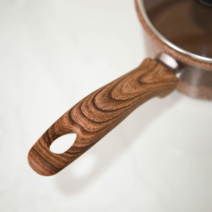 Ковш Доляна «Брауни», 1,3 л, d=17 см, h=8,3 см, стеклянная крышка, антипригарное покрытие, индукция Ковш Доляна «Брауни», 1,3 л, d=17 см, h=8,3 см, стеклянная крышка, антипригарное покрытие, индукция