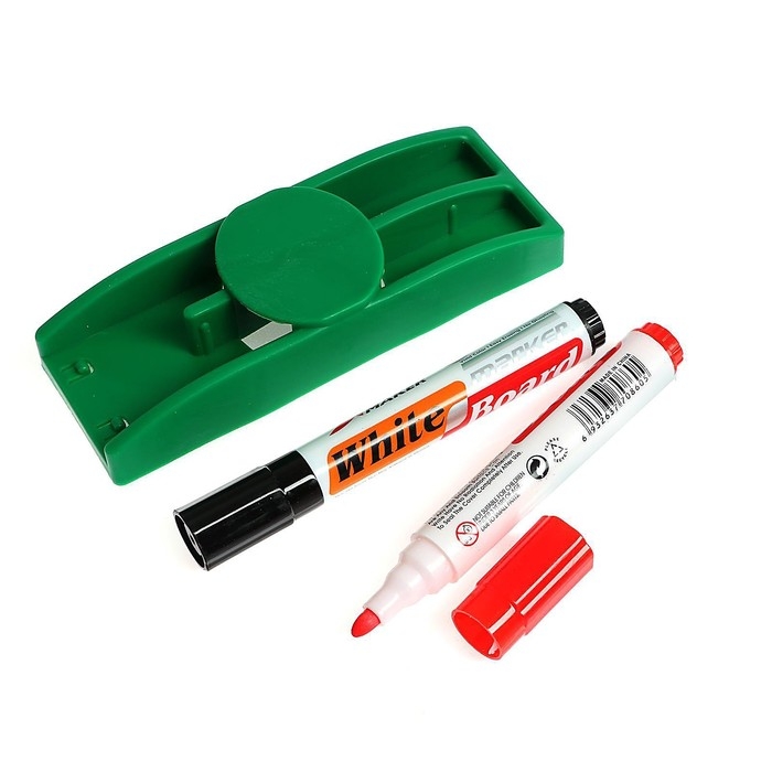 Набор, губка-стиралка маркера с магнитной доски, 2 водных маркера, цвета МИКС Набор, губка-стиралка маркера с магнитной доски, 2 водных маркера, цвета МИКС